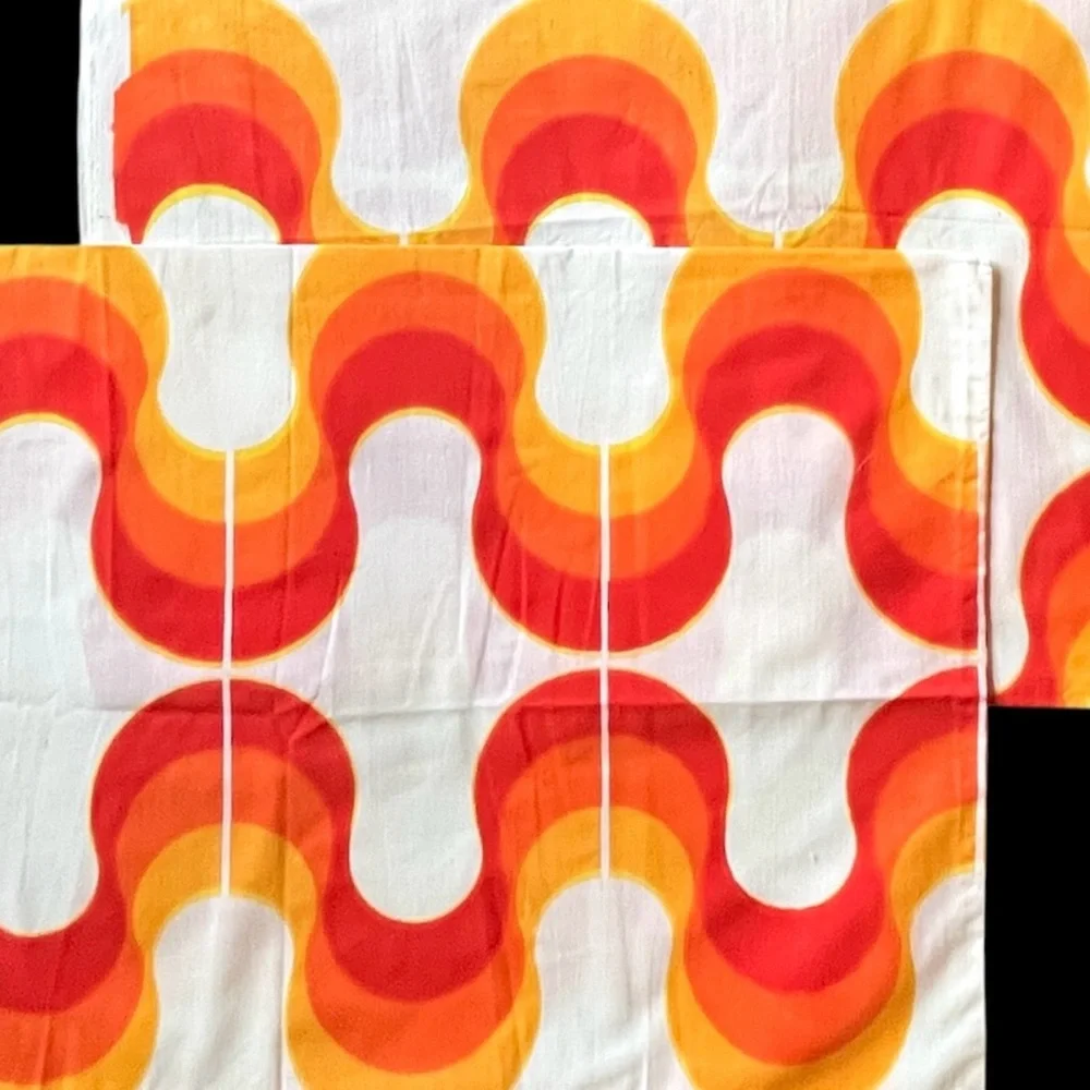 Mid Century Mod Fabric Custom Pillow Cases Op-Art Pattern Colorful Waves